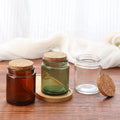 Empty Heat-Resistant Glass Candle Vessel Container 8oz 200Ml Amber Green Clear Jar with Cork Lid for Christmas Decorations