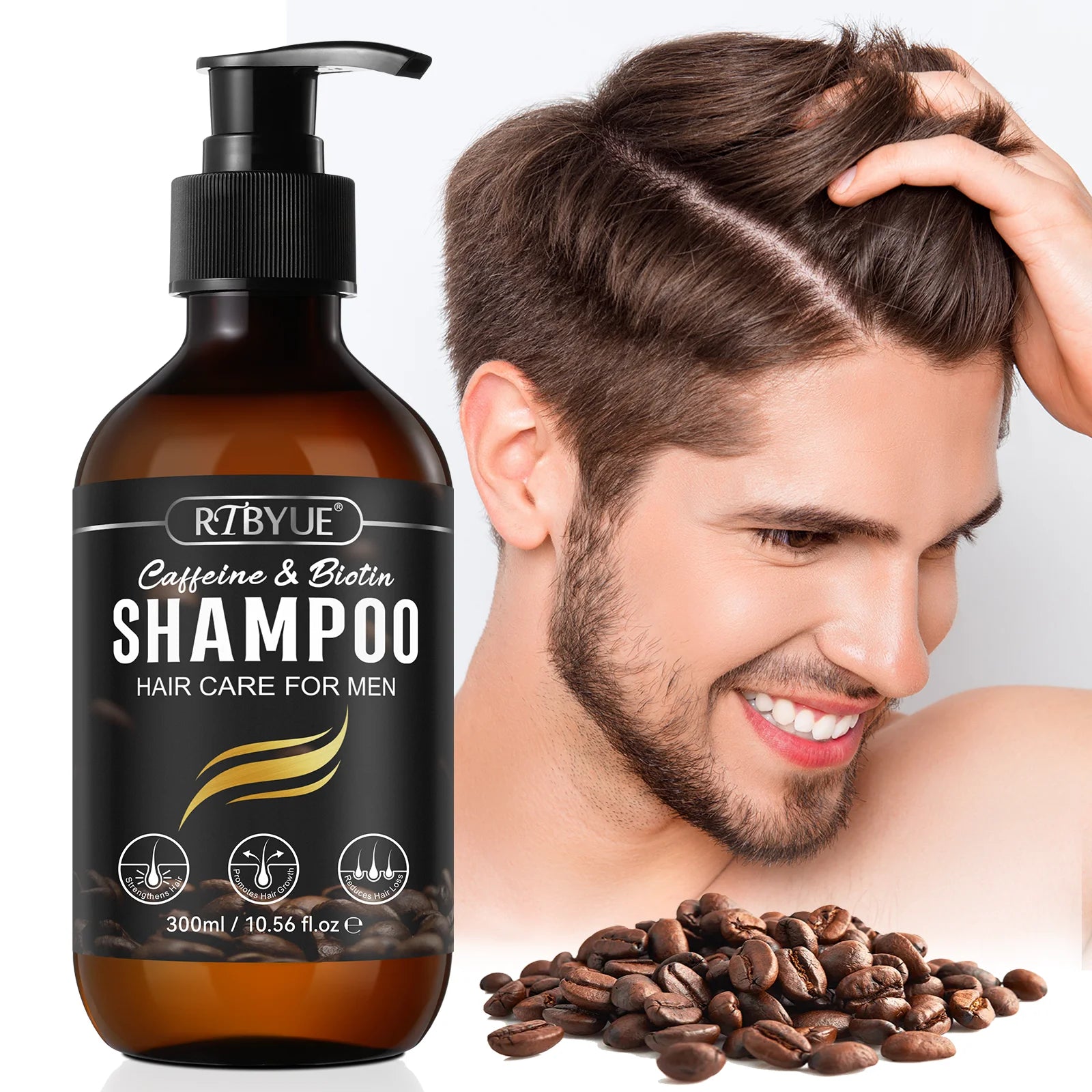 RTBYUE Wholesale 300ml Natural Hair Loss Prevent Bioton Shampoo Caffeine Shampoo for Women Men Hair Growth