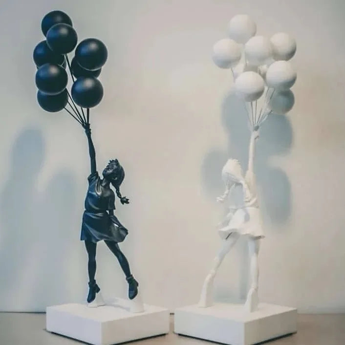 Hot Sell Banksy Heals Girls Sculptural Ornaments for Flying Balloons Girl Resin Craft Sculpture Banksy Balloons Girls