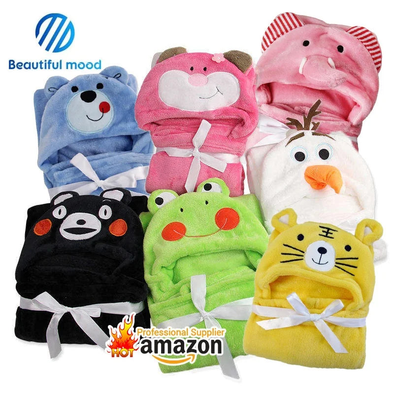 Manufacturer Direct Sale Lovely Animal-Modeled Baby Hooded Towel Soft Cloak for Bathroom Use