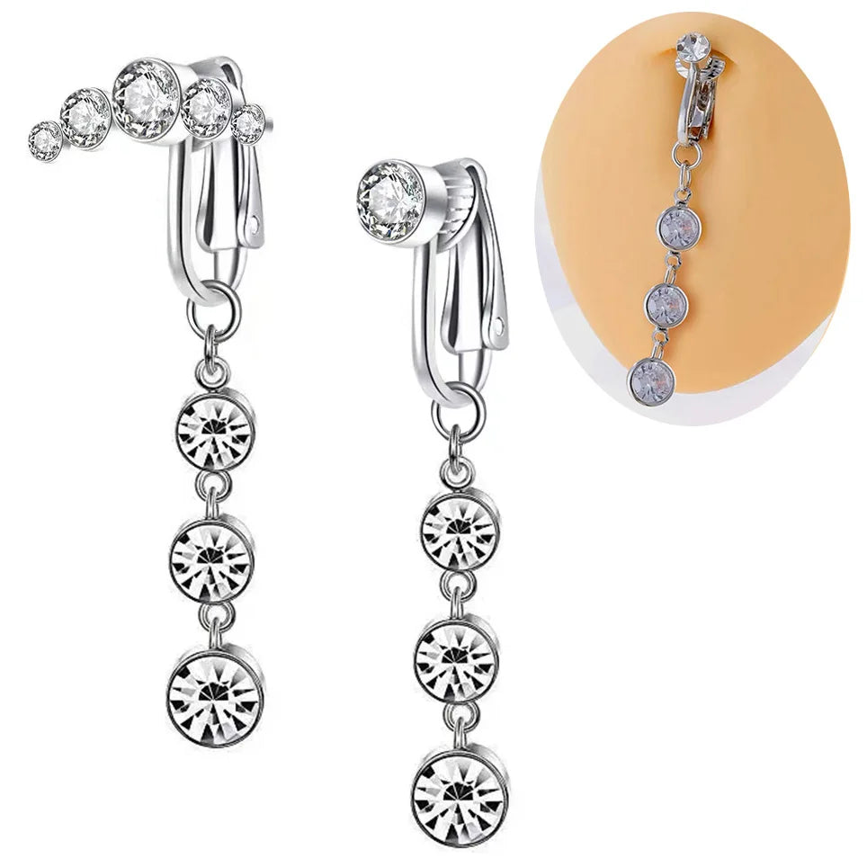 Wholesale Stainless Steel Belly Piercing Belly Ring for Women Clip on Belly Button Rings Navel Ring Non Piercing