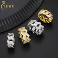 Pass Diamond Tester VVS Moissanite Cuban Ring Men's Wholesale Price Gold Plated 925 Sterling Silver Jewelry Ring for Men