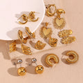 Dreamshow Earring Set Minimalist Earring Jewelry Set Gold Plated Stainless Steel Hoop Earrings
