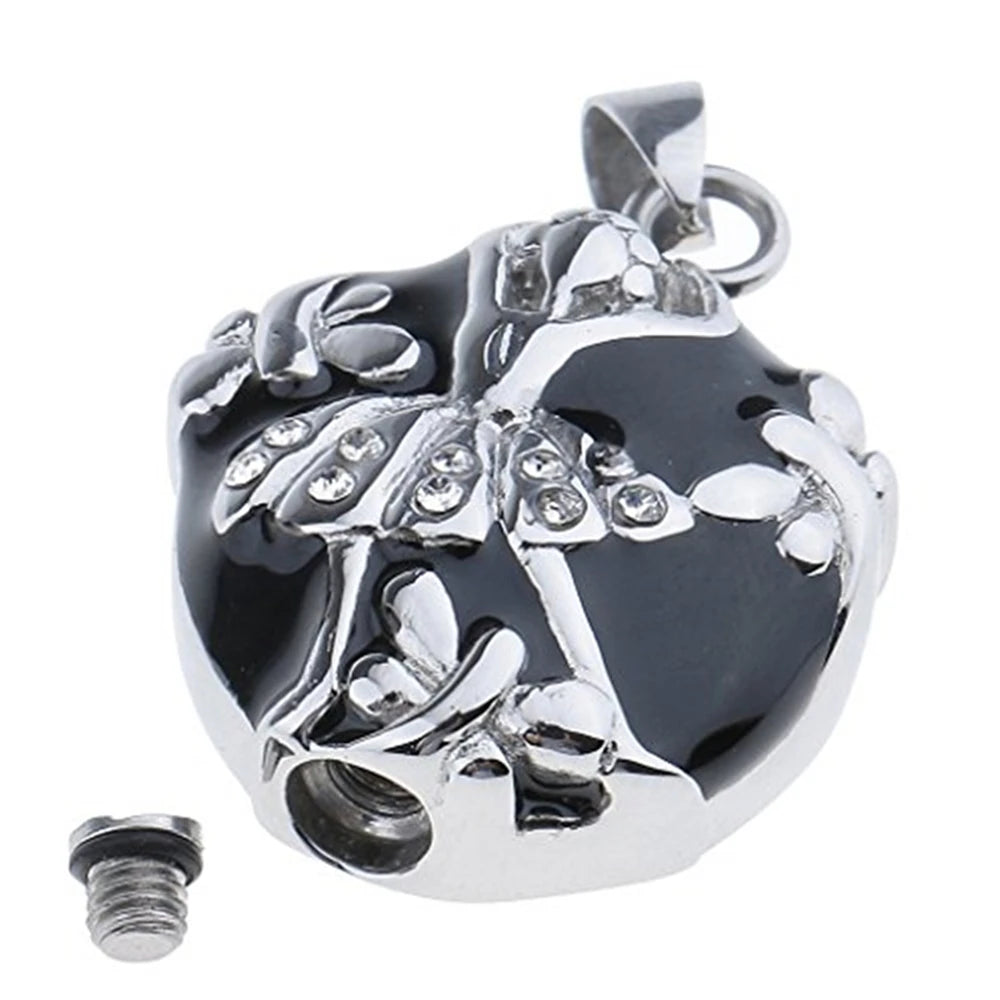 Crystal Dancing Angel Cremation Jewelry Ashes Pendant Urn Stainless Steel Keepsake Enamel Angel Memorial Urn Necklace Cremation