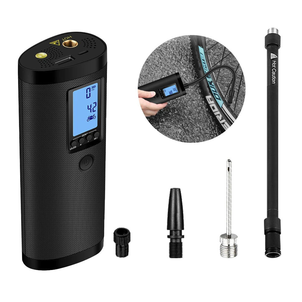 Newo Mini Electric Car Air Pump Inflator Portable ABS Tire Compressor Blower with Presta Valve for Inflating Tires Bicycles