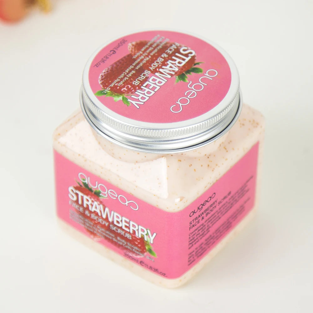 Hot Sales Strawberry Sugar Private Label Exfoliating Face and Body Lightening Brightening Body Scrub