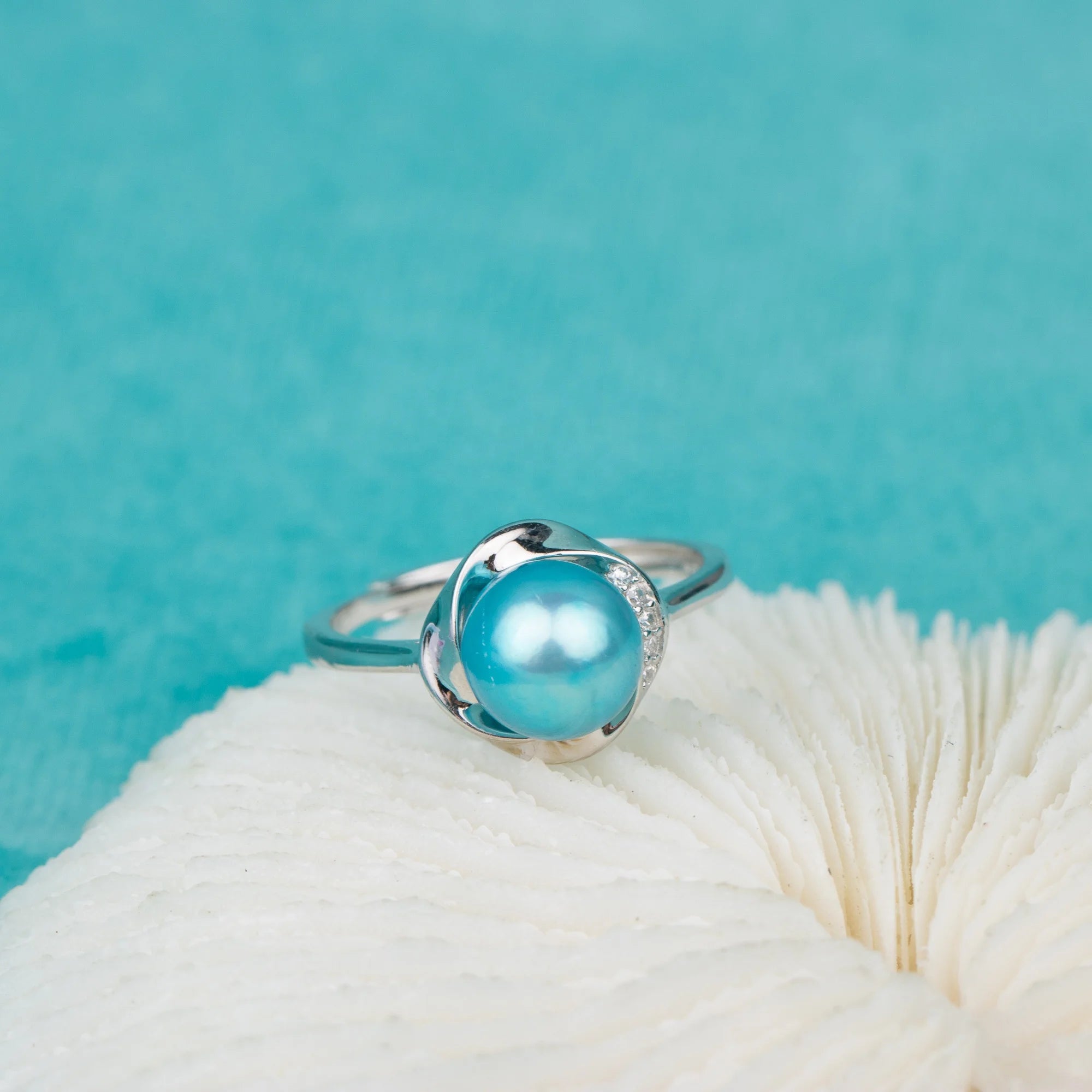 R010600 DIY 6-8mm Natural Freshwater Pearl Ring Accessory 925 Sterling Silver Adjustable Size Engagement Jewelry Ring for Women