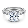 Simple Radiant Cut 9*9mm Four Prongs White Gold Colour 925 Sterling Silver Engagement Wedding Ring