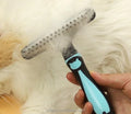 Medium to Large Pet Stainless Steel Nail Rake Comb Double Row Dog Brushes for Cats and Dogs Knotting Hair Removal Tool
