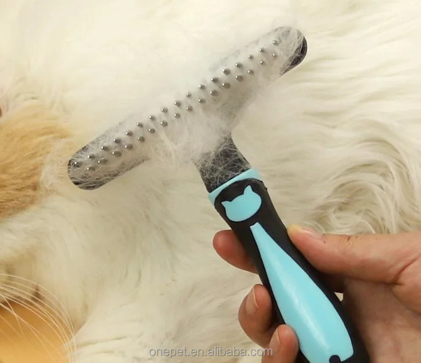 Medium to Large Pet Stainless Steel Nail Rake Comb Double Row Dog Brushes for Cats and Dogs Knotting Hair Removal Tool
