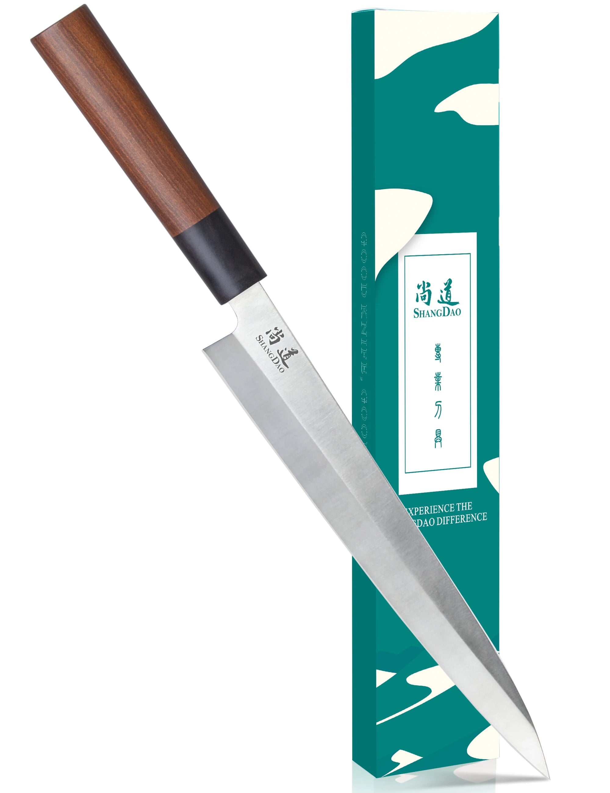 SHANGDAO Traditional 9.5 Inch Sashimi Sushi Knife for Restaurant Sharp Knife Stainless Steel with Wood Handle