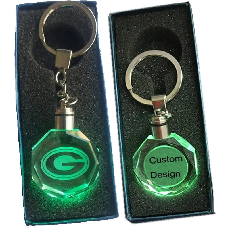 Manufacturer's New Style Custom Off-White Green Light NFC Crystal Keychain Alphabet Keyring for Return Gifts