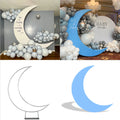 6.5ft Crescent Moon Photobooth Backdrop Stand with Custom Cover 32mm Aluminum Half Moon Arch for Wedding & Baby Shower Deco