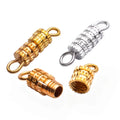 Golden Silver Barrel Column Twist Jewelry Screw Clasps Brass Screw Fastener Clasp Connector with 2 Hole for DIY Bags