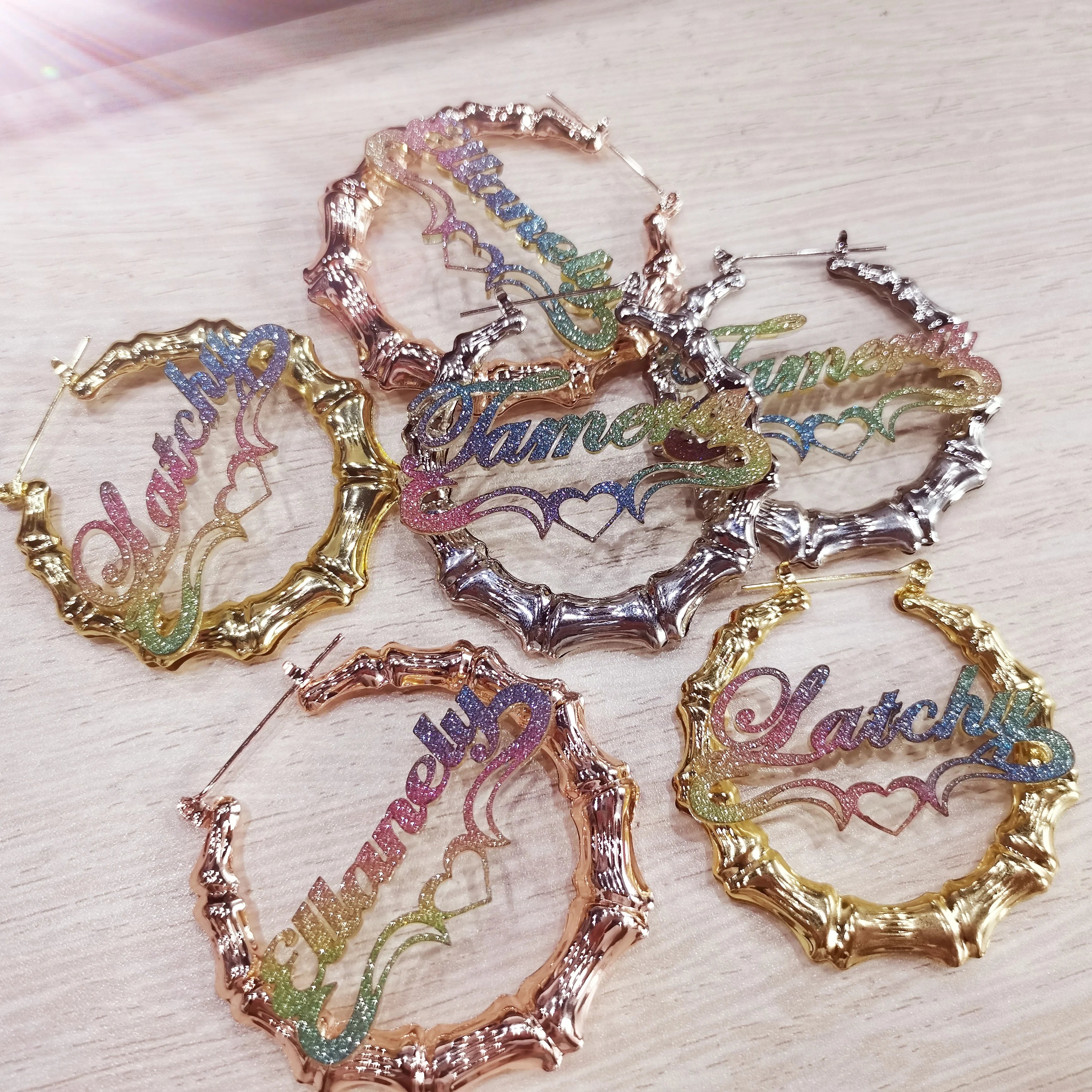 DUOYING Moissanite Designer Hip Hop Earrings Popular Brand Custom Bamboo Hoop Earrings