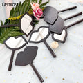 OEM Lip-Shaped Mini Mirror and Private Label Black Pocket Makeup Tool Set Wholesale Small Squared Eyelash Tweezers