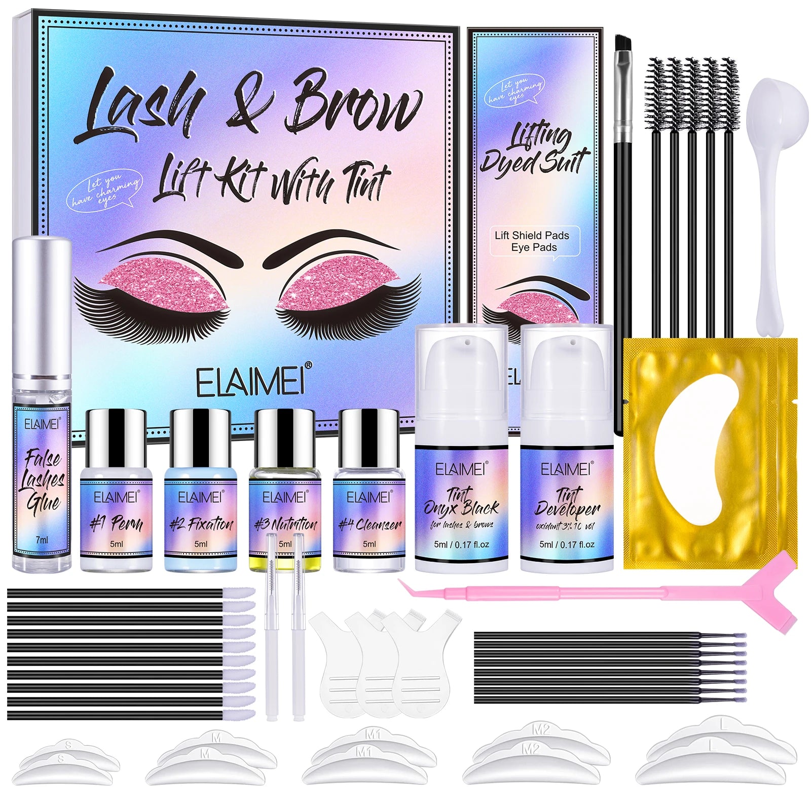 ELAIMEI Private Label Lash Lift Setbrow Lamination Kit Professionaleyelash Perm Kit Lash Lifting Lash Lift and Tint Kit