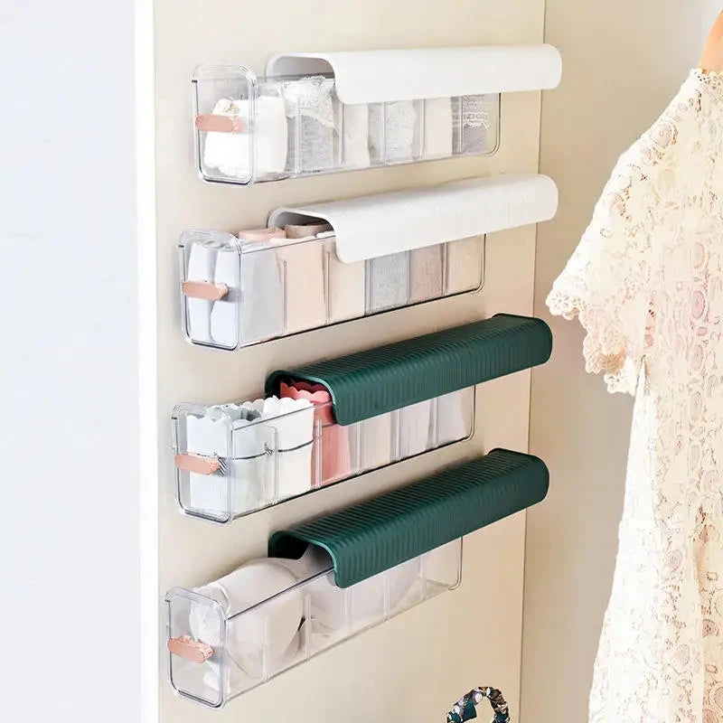 Wall Hanging 6 Grids Transparent Underwear Panties Storage Box Socks Closet Seasoning Data Cable Storage Box Bedroom Organizer