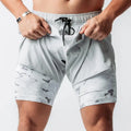 Summer Men's Quick-drying Running Workout Sports Fitness Zipped Pocket Double Layer Shorts