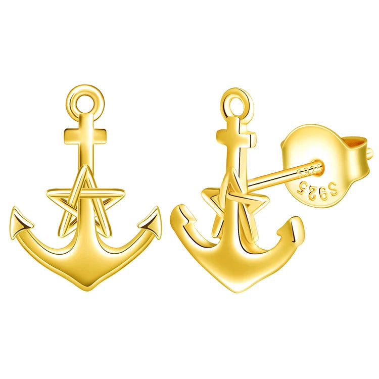 Classic S925 Silver Anchor Stars Combination Stylish Girls Earring Earrings Jewelry New Items 2025