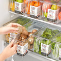 PET Material Food Storage Organizer Box with Stackable Design and Handle for Kitchen Refrigerator and Cabinet Use