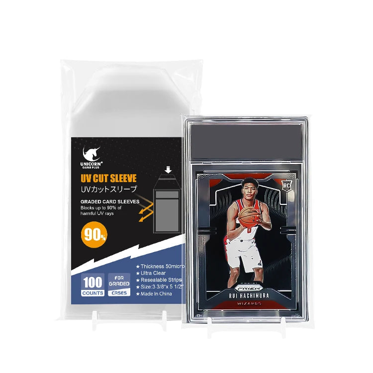 New 50micro UV Cut Standard Thickness Sleeves Graded Card Sleeve Blocking up to 90% UV Heat Seal Handle for Industrial Use