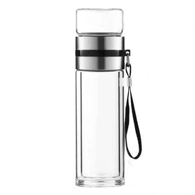 Custom Logo 400ml Double-Layer Transparent Glass Drinkware Office Tea Separator Cups