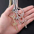 Hip Hop Travis Scott Brand Charm Jewelry Gold Plated Iced Out Lab Diamond Cactus Jack Cross Pendant Necklaces With Tennis Chain