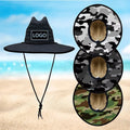 Lifeguard Large Brim Black Sombrero Straw Hat for Men Camo Fishing Outdoor Gear Casual Daily Travel Accessories