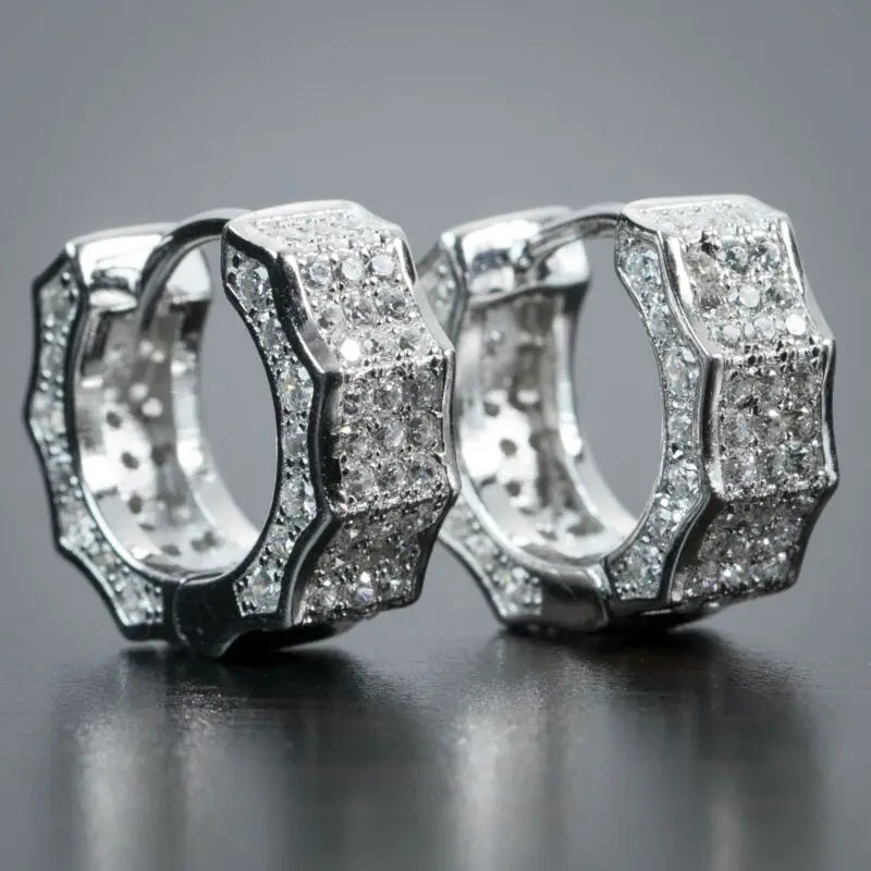 Huitan Wholesale Hot Cool Dainty Silver Gold Luxury Earrings for Men Women Cubic Chunky Earrings Fashion Hoop Earrings
