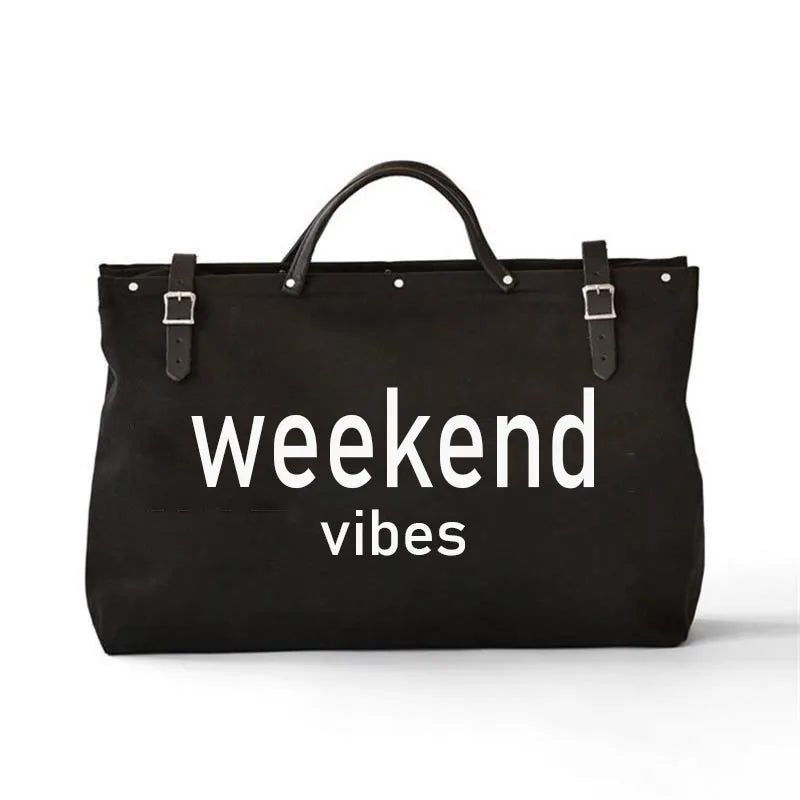 Fashion Canvas Tote Bag Casual Weekender Travel Bag  Big Capacity Handbag  for Men and Women