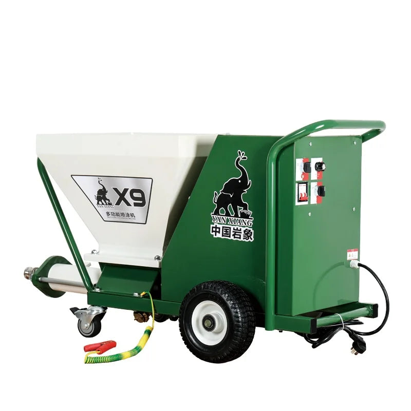 X9 High-Speed Concrete Mortar Pump Real Stone Paint Sprayer for Construction 220V 3KW Motor 30m Range 130*63*64cm