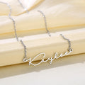 Custom Name Necklace Women Dainty Stainless Steel Handwriting Signature Font Personalized Nameplate