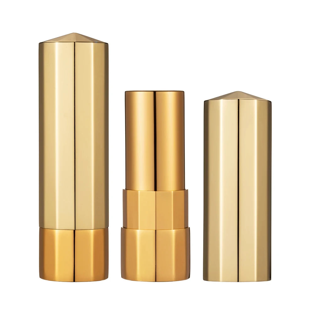 HUIHO Factory OEM Unique Aluminum Plastic Lipstick Tubes Cosmetic Packaging Gold Empty Lipstick Container