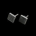 Matte Finish Statement Jewelry Bulk 925 Sterling Silver Square Black Stud Earrings for Men