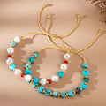 Natural 2pcs/set Blue Imperial Jasper Stone Bracelet for Women Gift Braided Handmade Pearl Charm Heart Beads Bracelet Jewelry