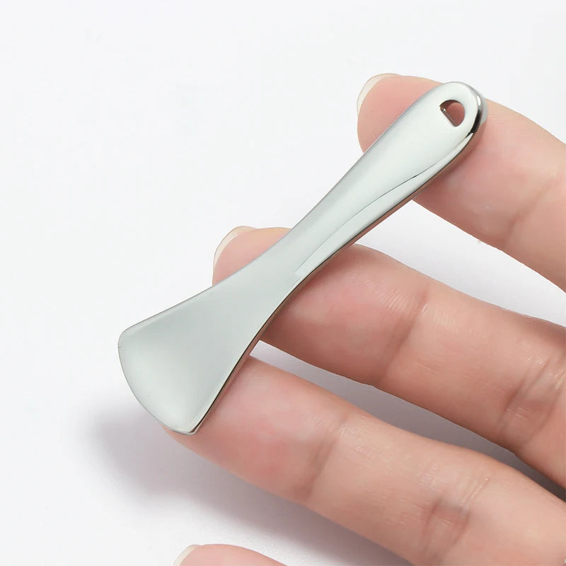 Hygienic Metal Cosmetic Spatula Zinc Alloy Face Cream Scoop Mini Makeup Spoon for Skincare Safety