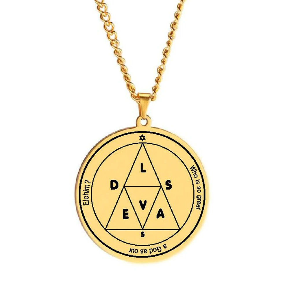 HLSS254 Mystical Figure of Solomon the King the Third Pentacle of Mars Laser Cut Talisman Stainless Steel Pendant Necklace