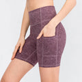 Quick Dry Fashion Leopard Nude Feeling High Waist Athletic Shorts Yoga Fitness Running Shorts for Womens With Deep Pockets