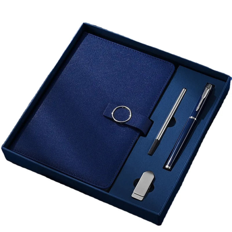 Luxury Pu Leather Hardcover Business Logo Stationery Customised Notebook and Pen Gift Set Notebook Wholesale