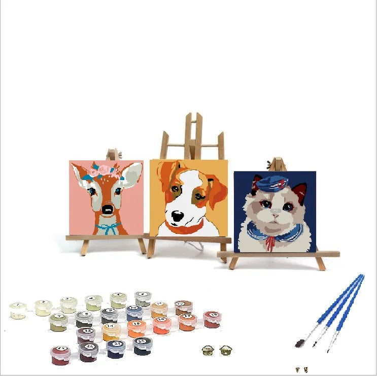Custom Cartoon Animals  of Kids Image Diy Paint by Numbers for Kids Art Children Boys Girls Students 20x20cm with Frame Hot Sell