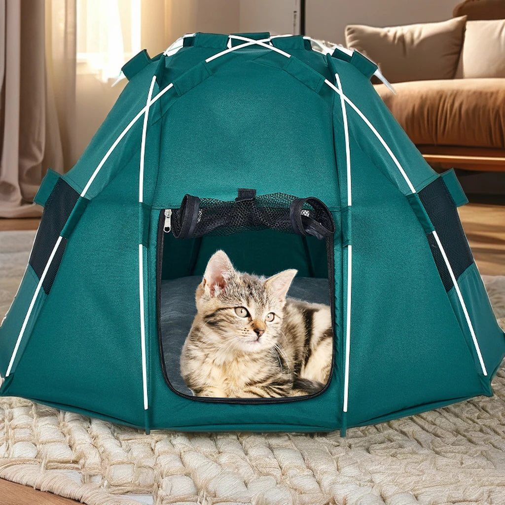 New Four Seasons Indoor/Outdoor Cat Nest Portable Foldable Pet Tent Breathable Oxford Fabric Featuring Animal Pattern Camping
