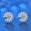 XEA002 Fashion Women Silver Jewelry 925 Sterling Silver Daisy Flower Stud Earrings VVS 0.5ct 5.0mm Moissanite Earrings