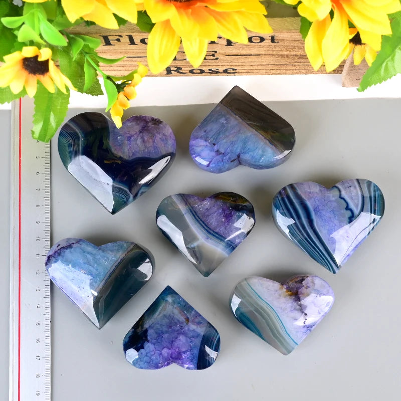 Wholesale Handmade Heart Shape Stone Healing  Purple Agate Heart for Decoration