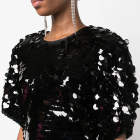 18MM Black Sequin Lace Full Sequin Embroidery Party Dress Sequin Lace Fabric