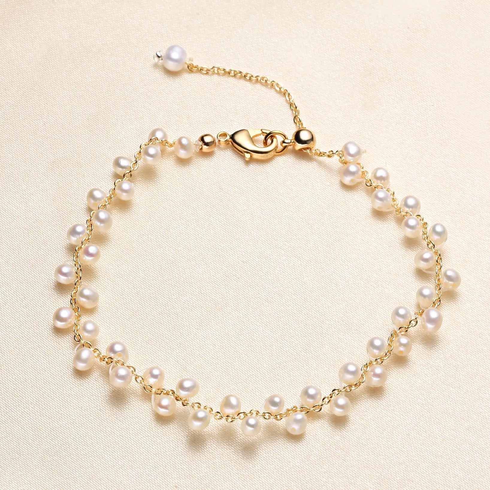 New Hot Sale Simple Handmade Freshwater Pearl Bracelet Women Personality 18K Gold Bracelet Jewelry