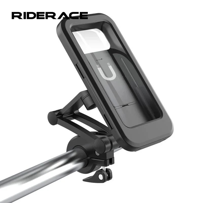 RIDERACE Adjustable Waterproof Phone Holder Cycling Phone Holder Case Universal Bike Handlebar Cell Phone Support Mount Bracket