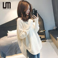 Liu Ming Korean Style Fashion Women Autumn Winter Loose Knitting Long Sleeve Warm Pullover Sweater