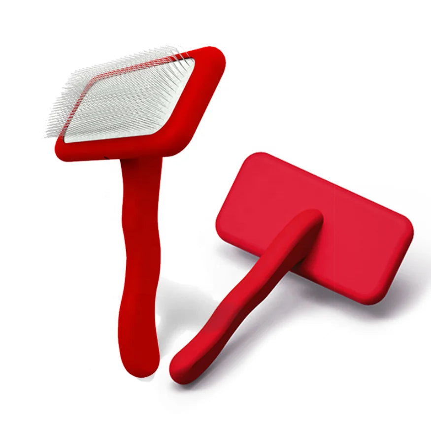 Baoli OEM Mascota Peine L 120x178mm Custom Logo Lightweight Colourful Wooded Handle Removing Hair Slicker Brush