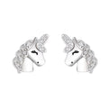 Christmas Present Fine Jewelry Animal Horse Shape Stud Earring for Children 925 Sterling Silver Girls CZ Unicorn Stud Earrings